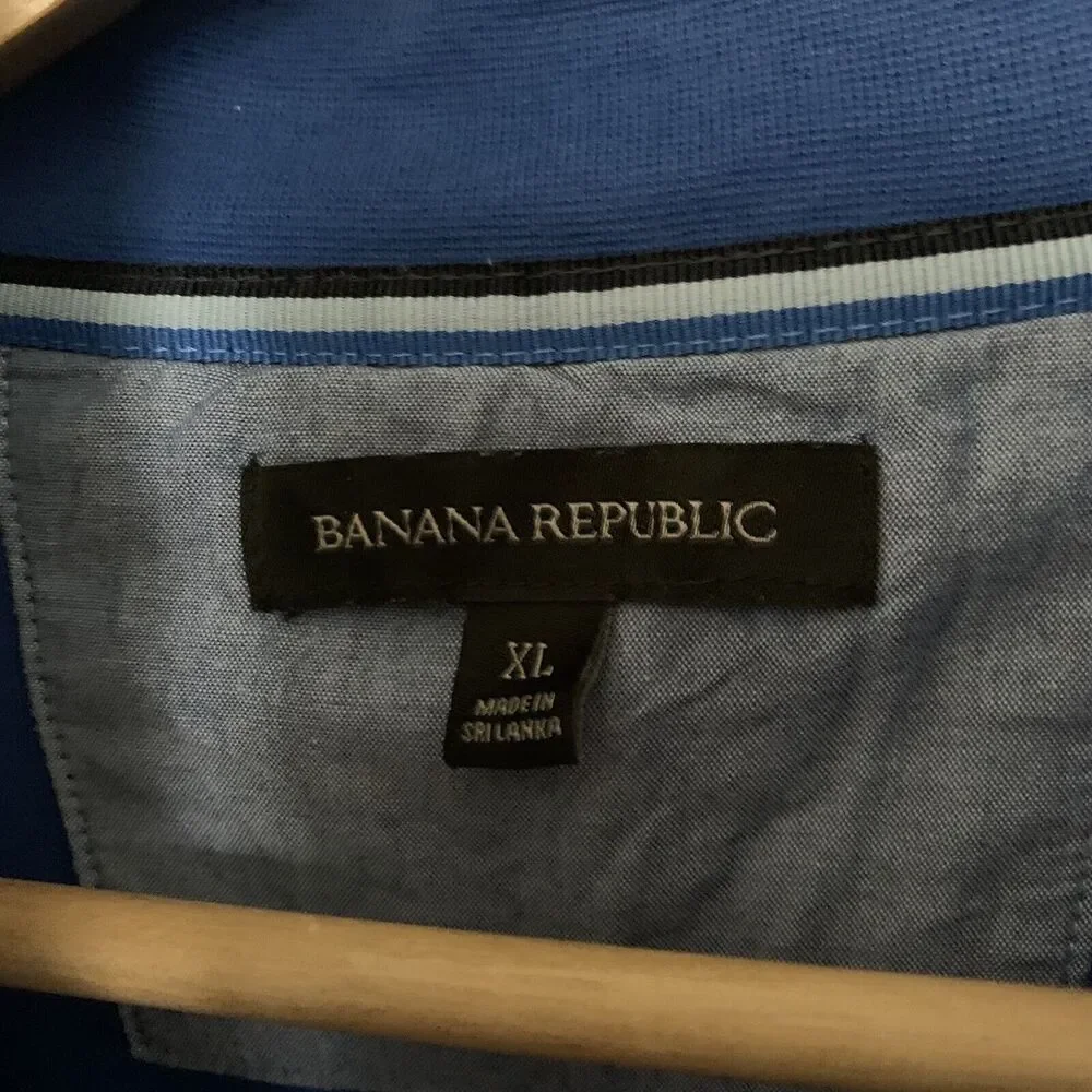 Banana Republic Half Zip Pullover Mens XL Color Block Blue Long Sleeve 1/4 Qtr